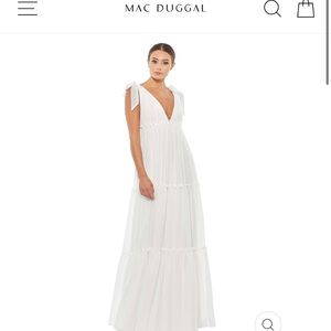 50% OFF: Mac Duggal Tiered V-Neck Plunging Maxi Dress